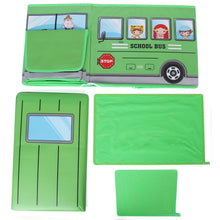 Colorful foldable toy box with bus design for home decor and organization