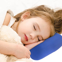 Travel pillow showing soft cushion and microbeads.