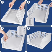 Foldable and stackable plastic drawer organizer, four layers for wardrobe or closet use.