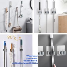 Wall-mounted mop holder with adhesive glue, stainless steel, 1 pc.