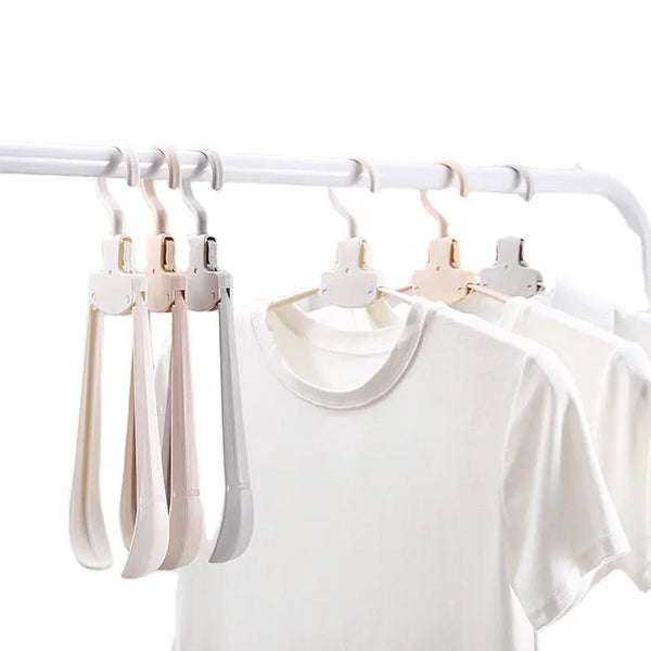 Multi-layer stainless steel pants hanger, 6-in-1, folding storage rack for trousers and accessories.